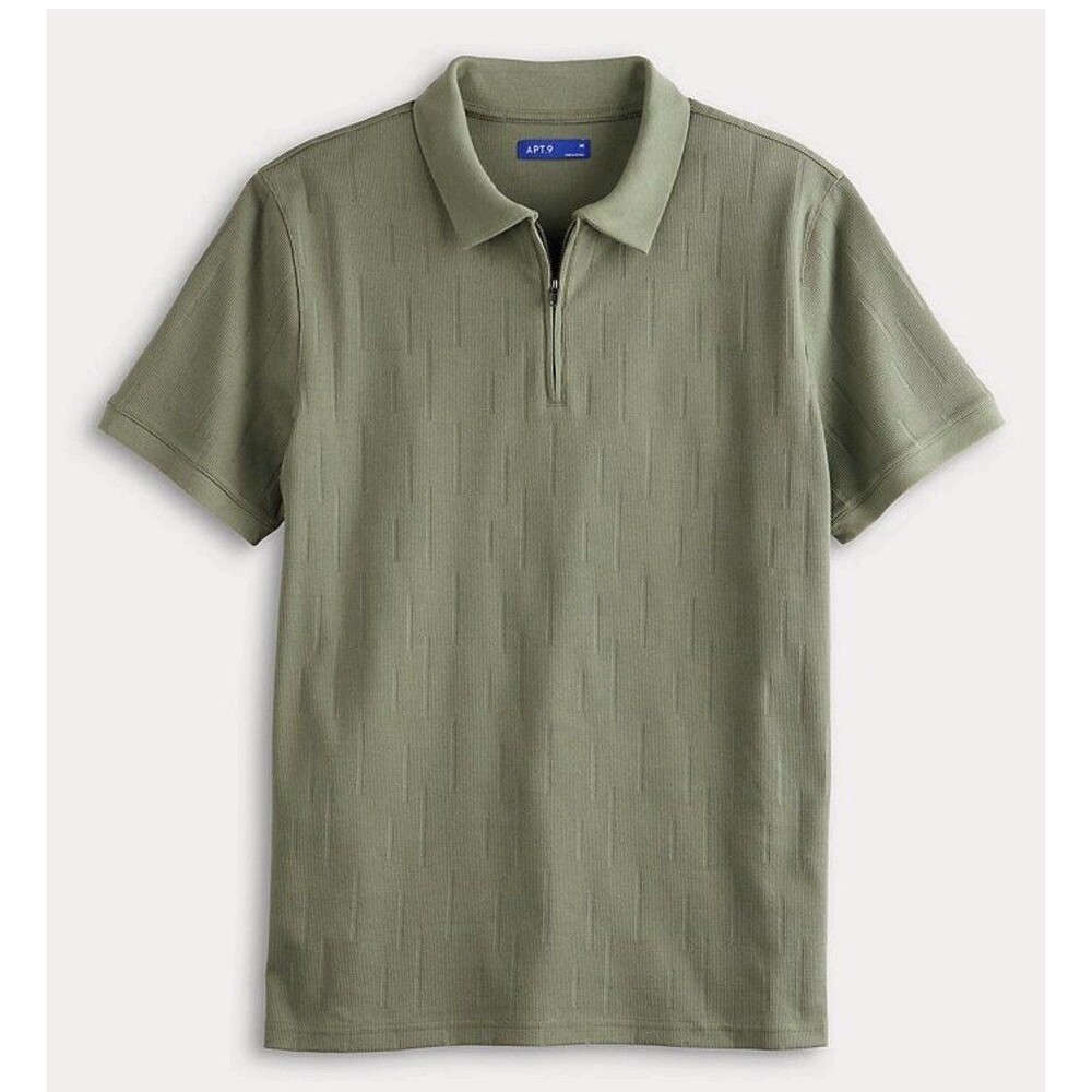 Apt. 9 Short Sleeve Textured Zipper Sweater Polo Sz XXL GREEN